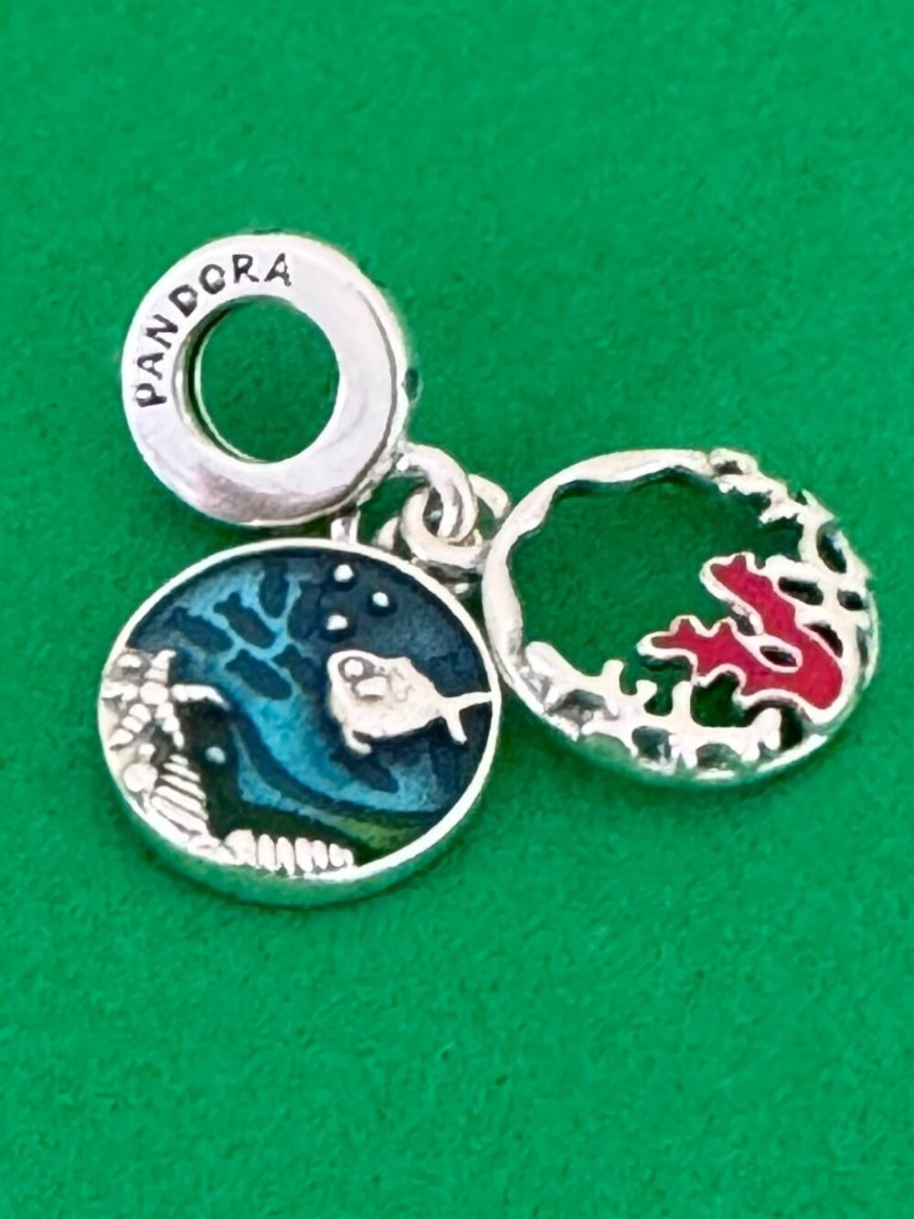 Authentic Pandora 2024 New Australian Coral & Fish Double Dangle Charm
